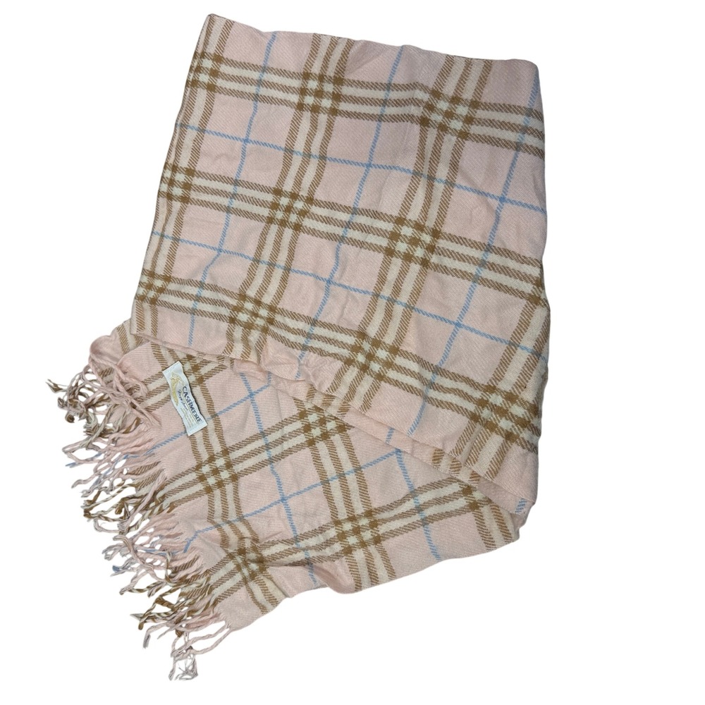 Royal Rossi Scarf Womens OS Pink Good Plaid Cashmere Fringed Winter Accessory